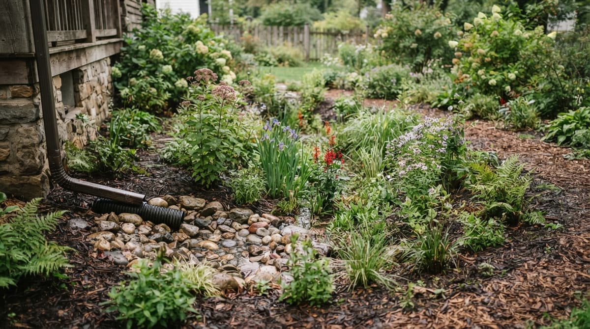 Jardin de pluie résidentiel avec infiltration naturelle