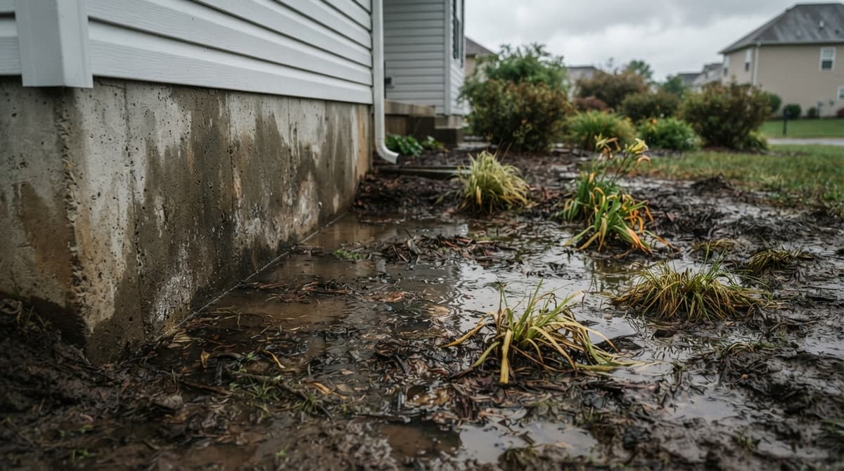 Jardin de pluie mal placé près des fondations